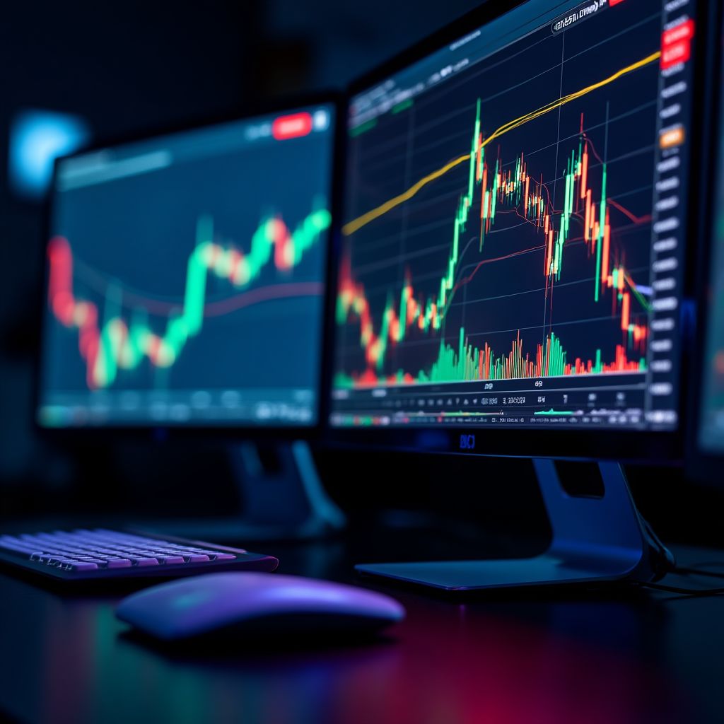 Imagen de gráficos financieros y análisis técnico