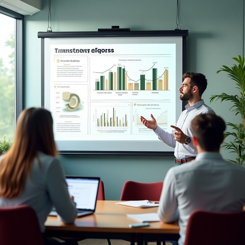 Proceso educativo de inversiones ilustrado en pizarra digital
