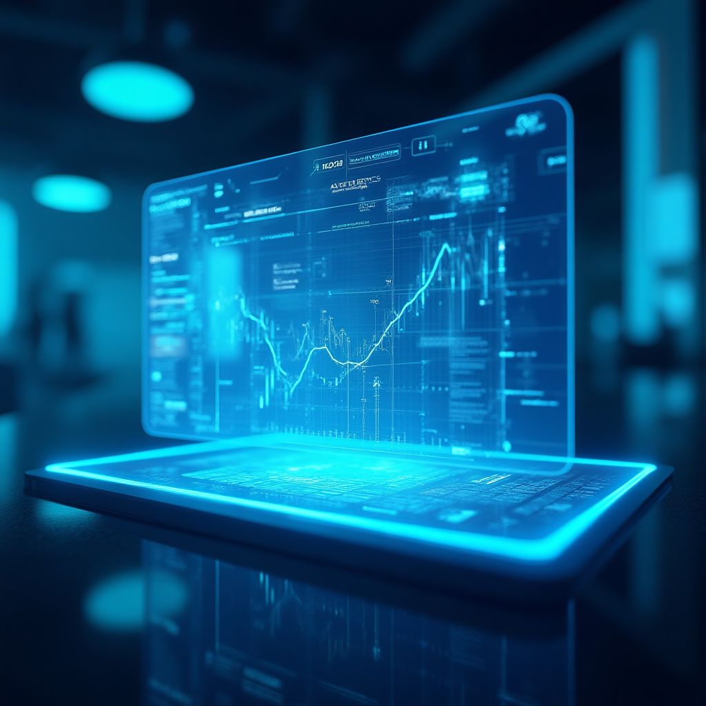 Representación futurista de educación financiera digital
